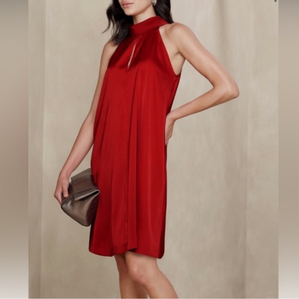 NWT Banana Republic Red Satin Mini Dress Size S - Picture 1 of 11